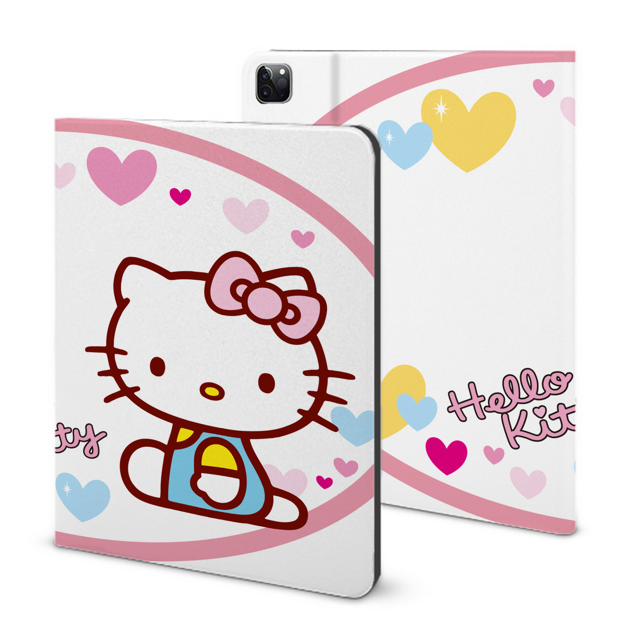 （画像用） Hello Kitty ハローキティ IPad ケース ブック型 PUレザー TPU 耐衝撃 軽量 薄型 ペン収納なし 全面保護 IPad 各モデル対応